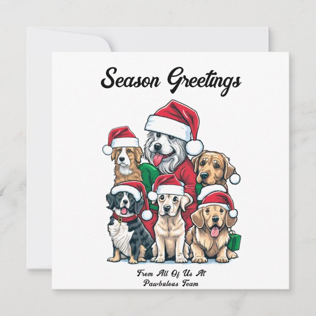 Cute Dog Christmas Drawing  Holiday Card (Front)