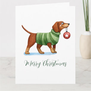 Cute Dog Christmas Folded Greeting Card