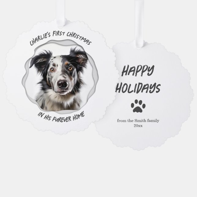Cute Dog Christmas Holiday Tree Decoration Card (Front/Back)