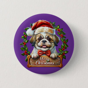 Cute Dog Christmas Ornament - Merry Christmas 6 Cm Round Badge