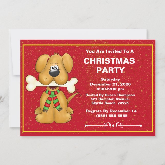 Cute Dog Christmas Party Invitation (Front)