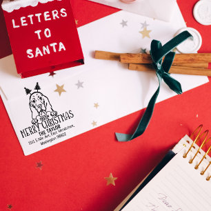 Cute Dog Christmas Return Address  Rubber Stamp