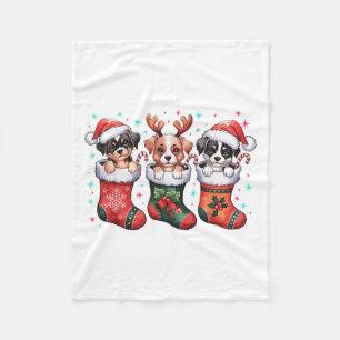Cute Dog Christmas Santa Funny Christmas Xmas Dog Fleece Blanket