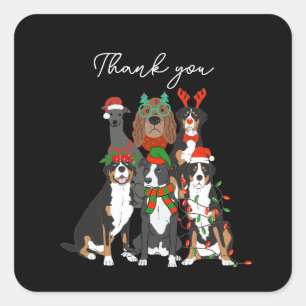 Cute dog Christmas thank you Holiday Square Sticker
