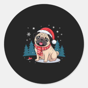 Cute Dog Christmas Valentines Design  Classic Round Sticker