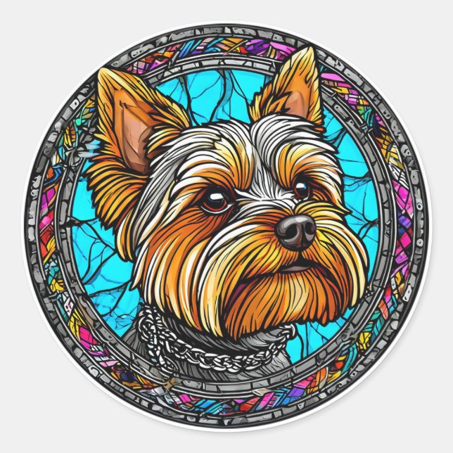 Cute Dog Classic Round Sticker (Front)