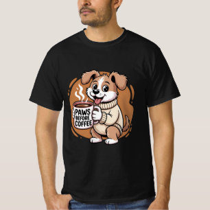 Cute Dog Coffee Lover “Paws Before Coffee” T-Shirt