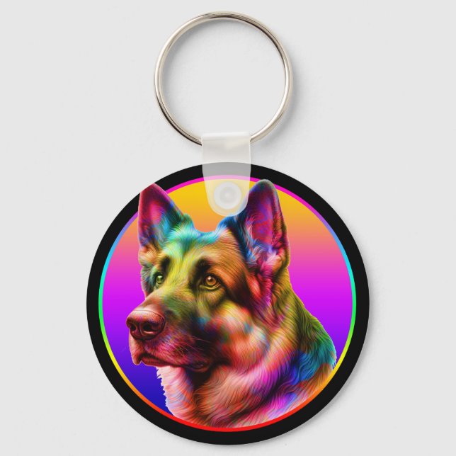 CUTE DOG COLORFUL RAINBOW KEY RING (Front)