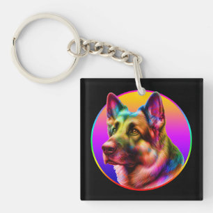 CUTE DOG COLORFUL RAINBOW KEY RING