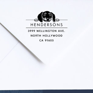 Cute Dog Custom Modern Family Return Address Rubber Stamp