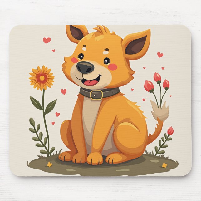 "Cute dog design mouse pad." Pad (Front)
