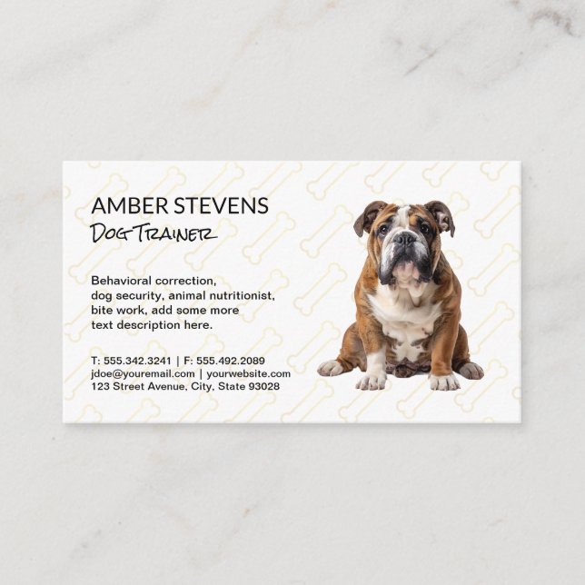 Cute Dog | Dog Bone Pattern Business Card (Front)