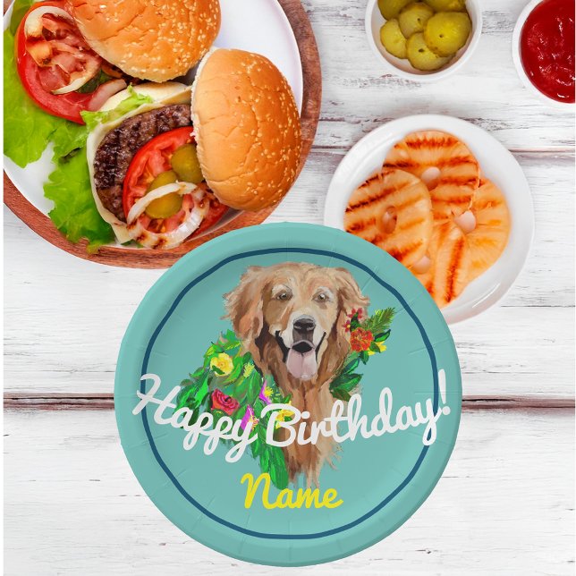 Cute Dog Dreamy Golden Retriever Paper Plate (Cute Dog Dreamy Golden Retriever Paper Plate)