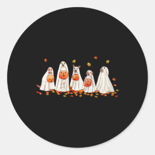 Cute Dog Dressed As Ghost Halloween Fun Boo1 Classic Round Sticker