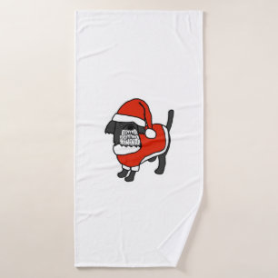 Cute dog dressed in a Santa suit Bath Towel