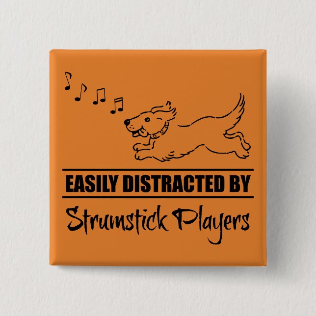 Cute Dog Easily Distracted by Strumstick Players 15 Cm Square Badge (Front)