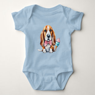 Cute dog eating ice cream baby bodysuit