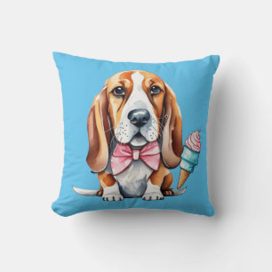 Cute dog eating ice cream  cushion
