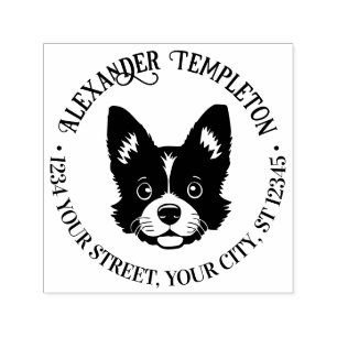 Cute Dog Face Name Return Address Self-inking Stamp