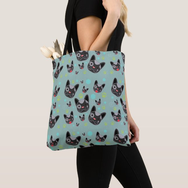 Cute Dog Face Pattern - Tote Bag (Close Up)