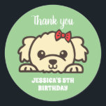 Cute Dog Face Puppy Cartoon Kids Birthday Party Classic Round Sticker<br><div class="desc">Cute party favours for kids,  boys or girls who love animals. Perfect for kids birthday party,  party favours and thank you label. You can also customise the text for baby shower or other occasion and party.</div>