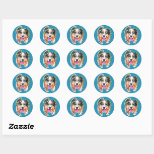 Cute Dog Face Watercolor Classic Round Sticker