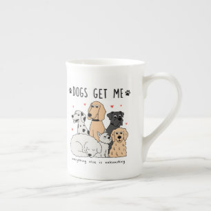 Cute Dog Family Group for Dog Moms and Pet Lovers Bone China Mug