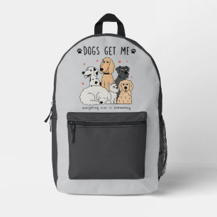 Cute Dog Family Group for Dog Moms and Pet Lovers Printed Backpack