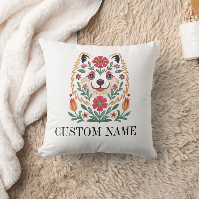 Cute Dog Floral Personalized Pillow (Blanket)