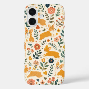 Cute Dog Folk Art Whimsical Hand iPhone 16 Case