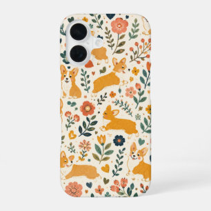 Cute Dog Folk Art Whimsical Hand iPhone 16 Case