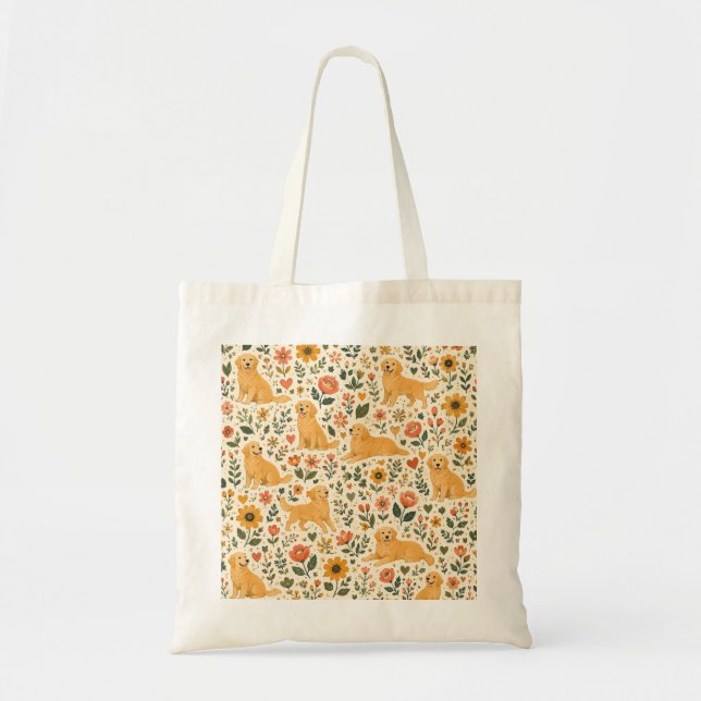 Cute Dog Folk Art Whimsical Tote Bag (Front)