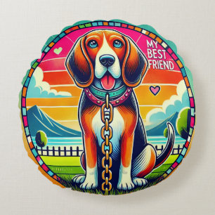 Cute dog for nursery and bedroom decoration round cushion