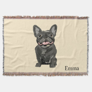 Cute dog, French bulldog Throw Blanket