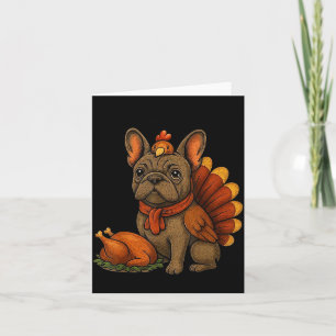 Cute Dog Frenchie Thanksgiving Kids Teen Girl Boy  Card