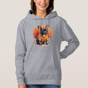 Cute Dog Frenchie Thanksgiving Kids Teen Girl Boy  Hoodie