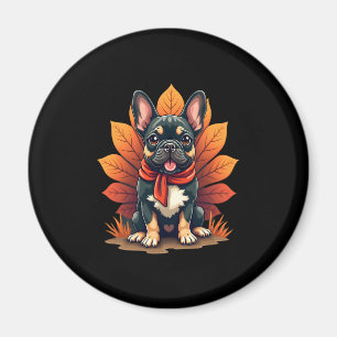 Cute Dog Frenchie Thanksgiving Kids Teen Girl Boy Magnet