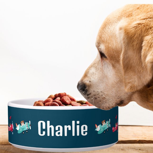 Cute Dog Fun Aeroplanes Funny Animal Fur Baby Bowl (Creator Uploaded)