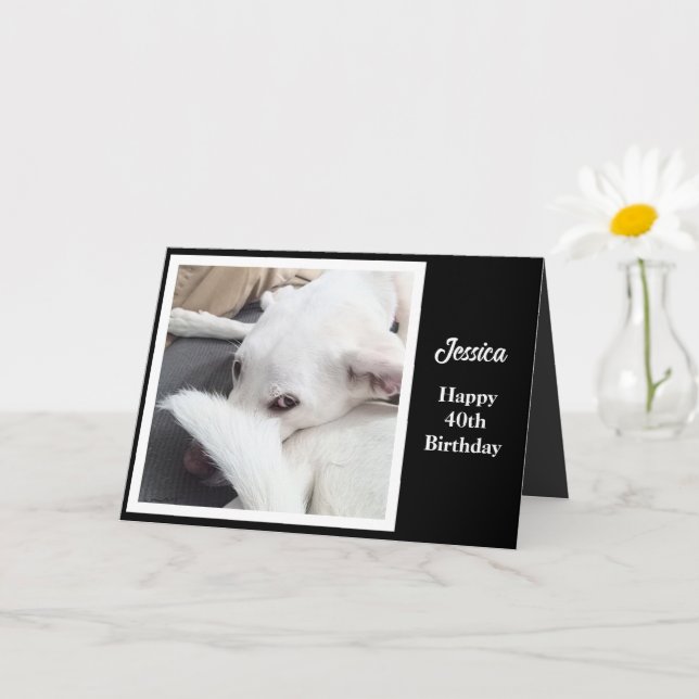 Cute Dog Funny 40th Birthday Card (Small Plant)