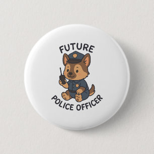 Cute Dog Future Police Officer Theme 6 Cm Round Badge