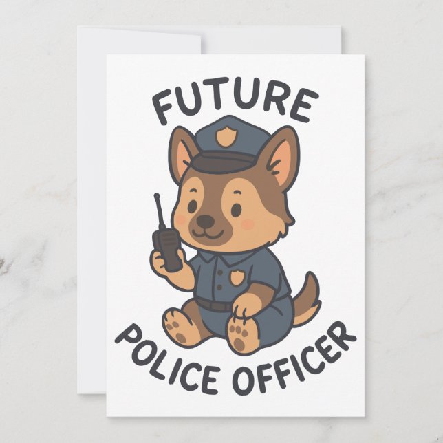 Cute Dog Future Police Officer Theme Invitation (Front)