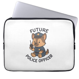 Cute Dog Future Police Officer Theme Laptop Sleeve