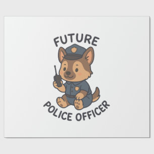 Cute Dog Future Police Officer Theme Wrapping Paper