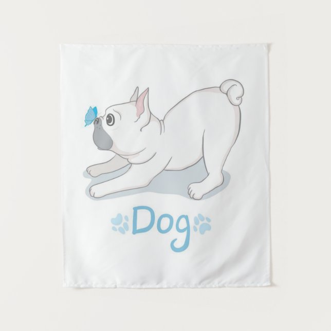 Cute Dog Gift | Funny Dog With Butterfly Tapestry (Front)