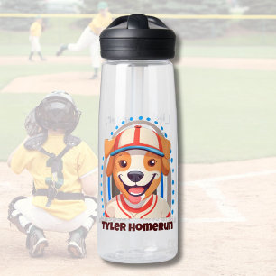 Cute Dog Gifts for Baseball Players Lovers Boys Water Bottle