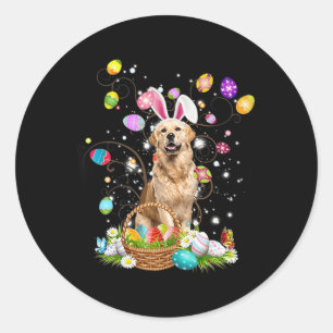 Cute Dog Golden Retriever Fun Easter Day Egg Hunti Classic Round Sticker