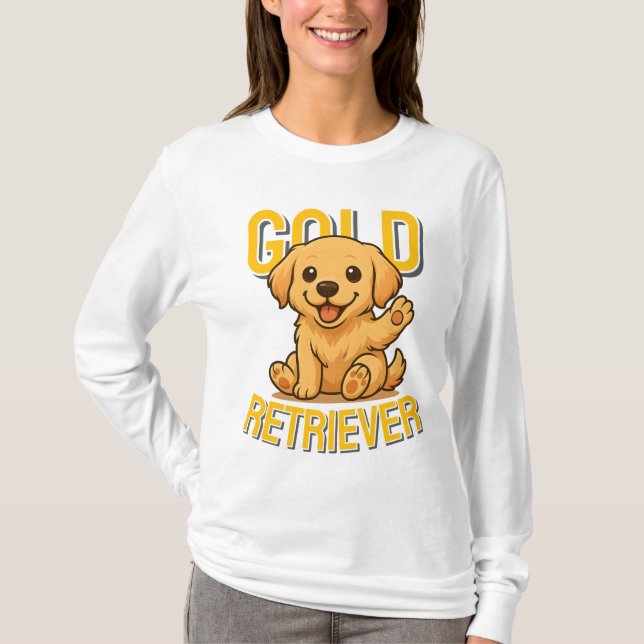Cute Dog Golden Retriever Unisex Man Woman Clothes T-Shirt (Front)