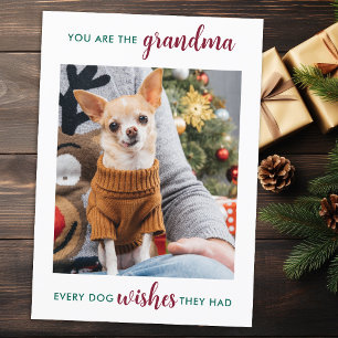 Cute Dog Grandma Christmas Personalised Pet Photo Holiday Card