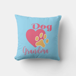 Cute Dog Grandma Pink Heart Paw Print Graphic Cushion