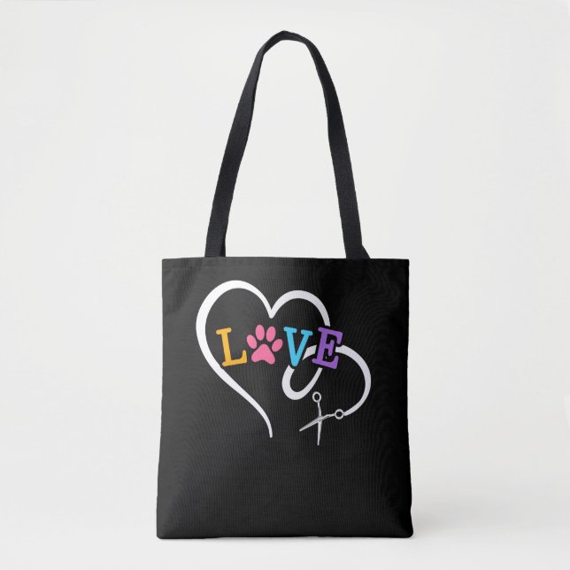 Cute Dog Groomer Animal Heart Puppy Grooming Tote Bag (Front)